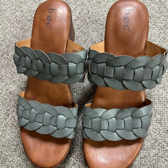 BOC by Born Jillian Block Heel Double Strap Slide Sandal blue Clog Womens 9 M - Picture 3 of 7